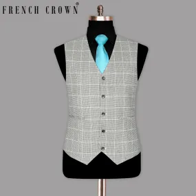 Black and White Houndstooth Windowpane Stretchable traveler Waistcoat