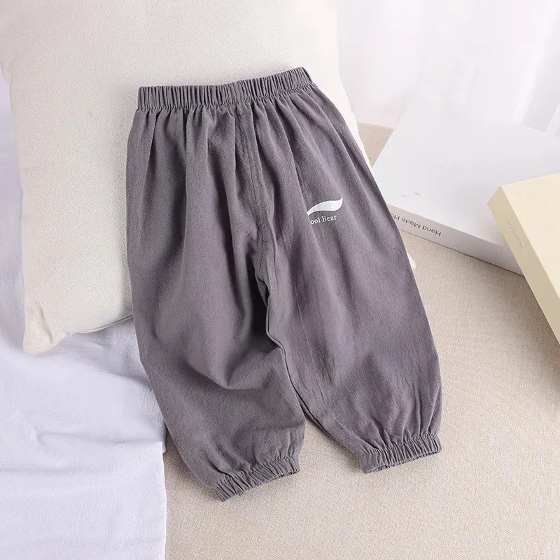 1 2 3 4 5  Years New Children's Anit-mosquito Pants Summer Baby Air Conditioning Bloomers Boys and Girls Cotton and Linen Pants