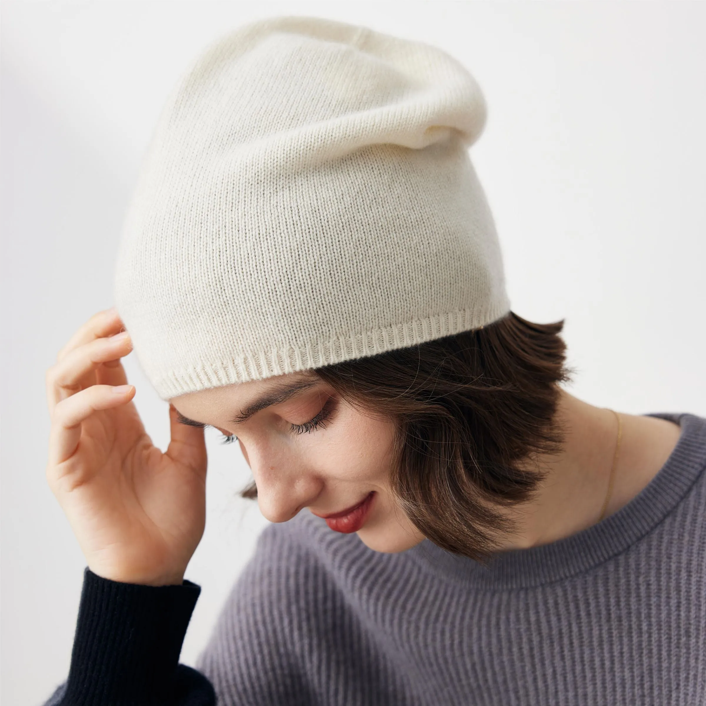 100% Cashmere Classic Slouchy Beanie