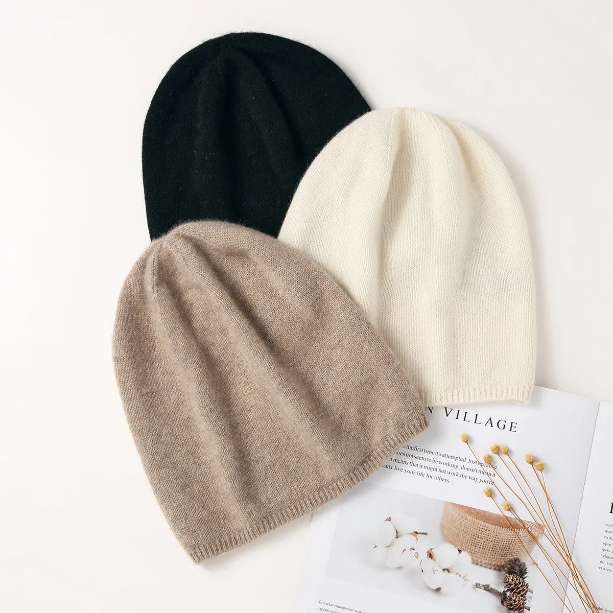 100% Cashmere Classic Slouchy Beanie