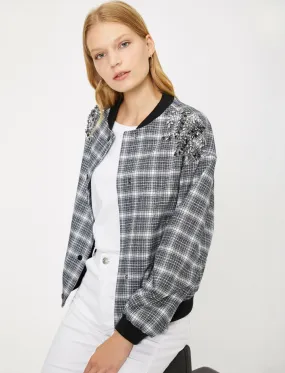 16503 Multi Colour Check Bomber Jacket