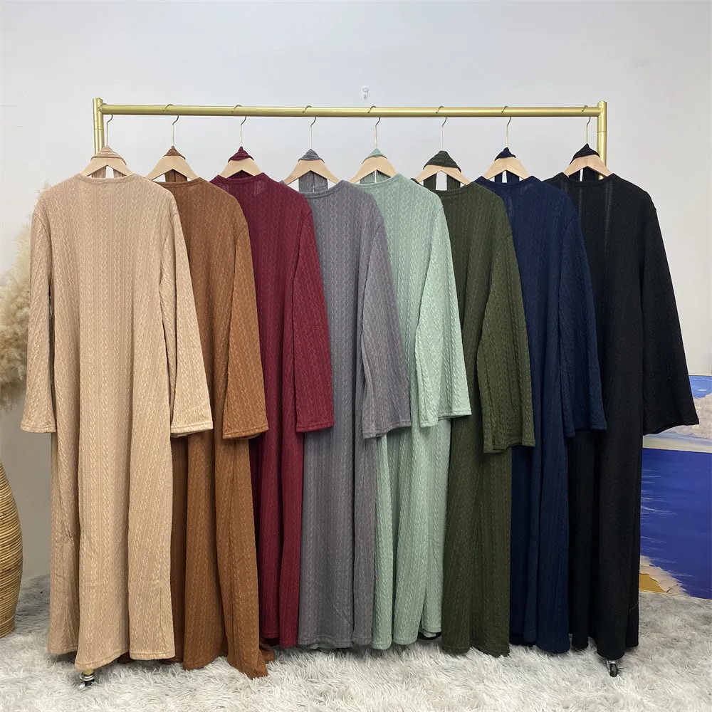 1955-1 plain Sweater muslim abaya dress