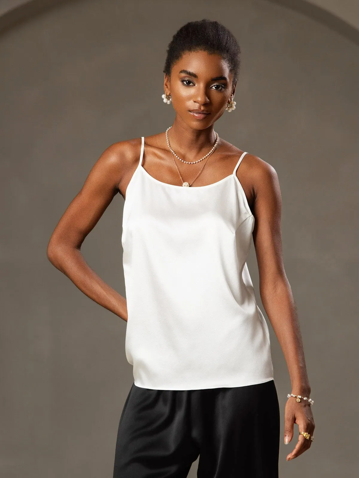 19Momme Silk Elegant Spaghetti Strap Camisole Top