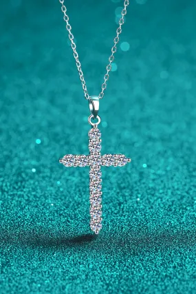 925 Sterling Silver Cross Moissanite Necklace