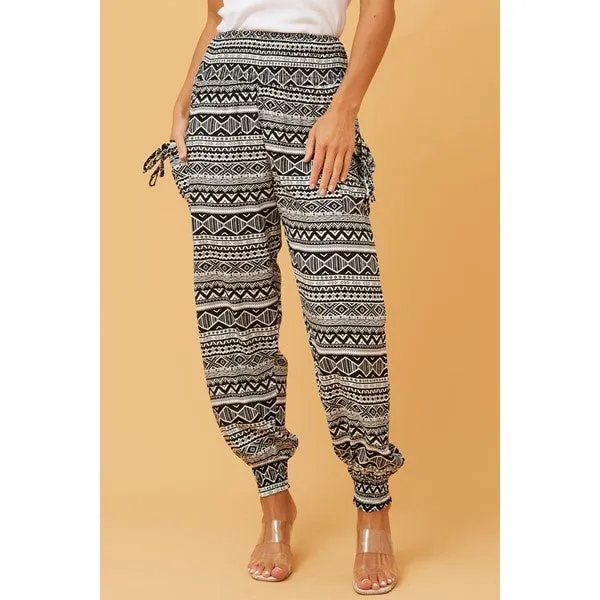 ABSTRACT PRINT BOHO HAREM PANTS