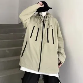 Aidase Streetwear Techwear Jacket Male Windbreaker Vintage Anorak Harajuku Oversize Zipper Hooded Korean Coats Men Bomber Jacket