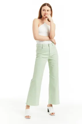 Alice - High Rise Color Denim Wide Straight Ankle Crop