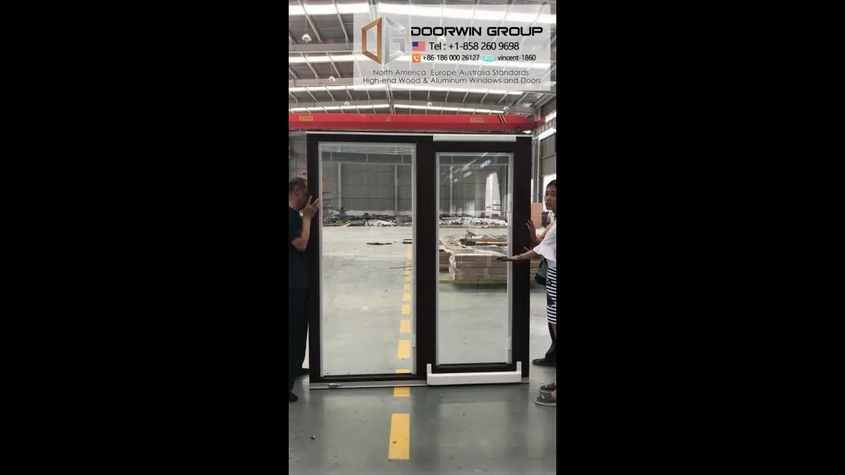 aluminum wood frosted glass tilt sliding door