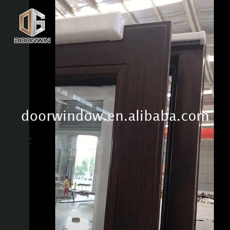 aluminum wood frosted glass tilt sliding door