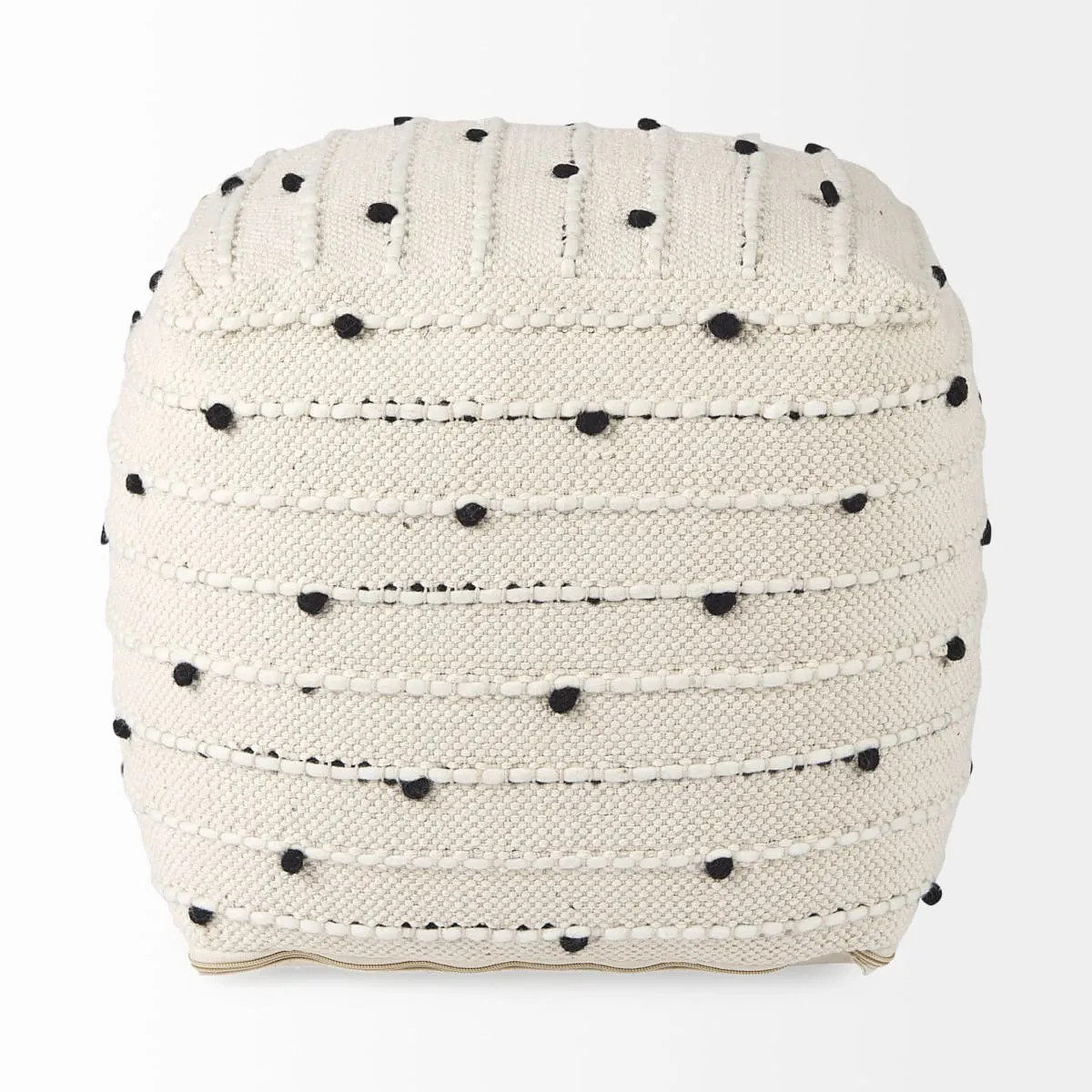 Amaira Pouf Cream/Black/White | Wool/Cotton