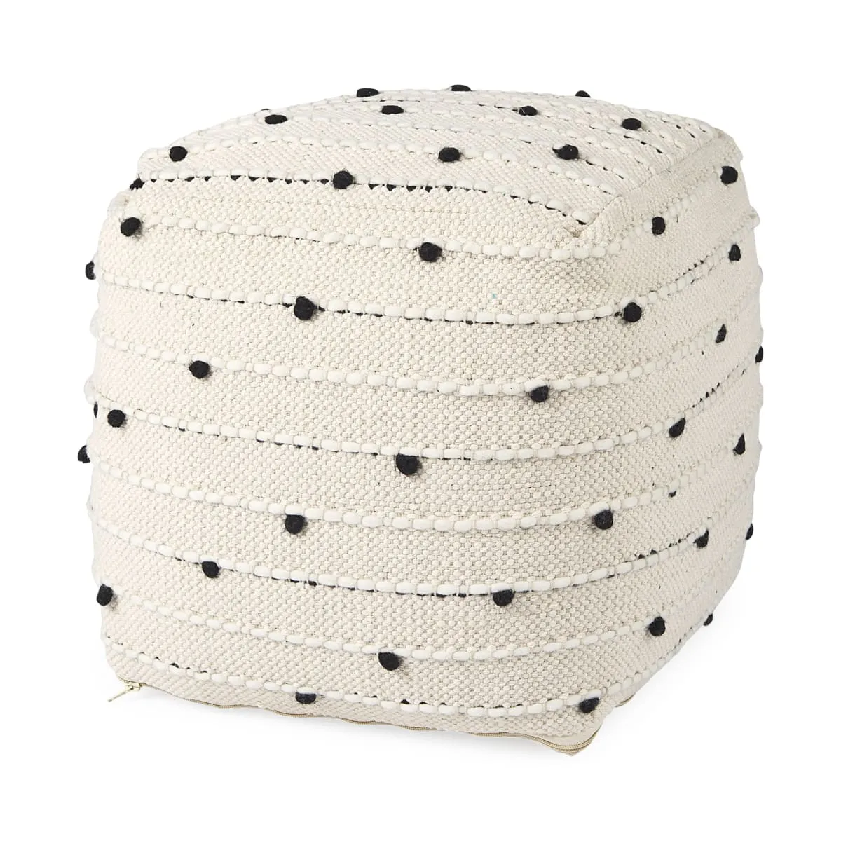 Amaira Pouf Cream/Black/White | Wool/Cotton