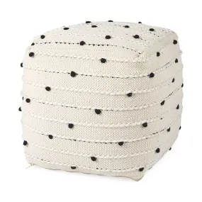 Amaira Pouf Cream/Black/White | Wool/Cotton