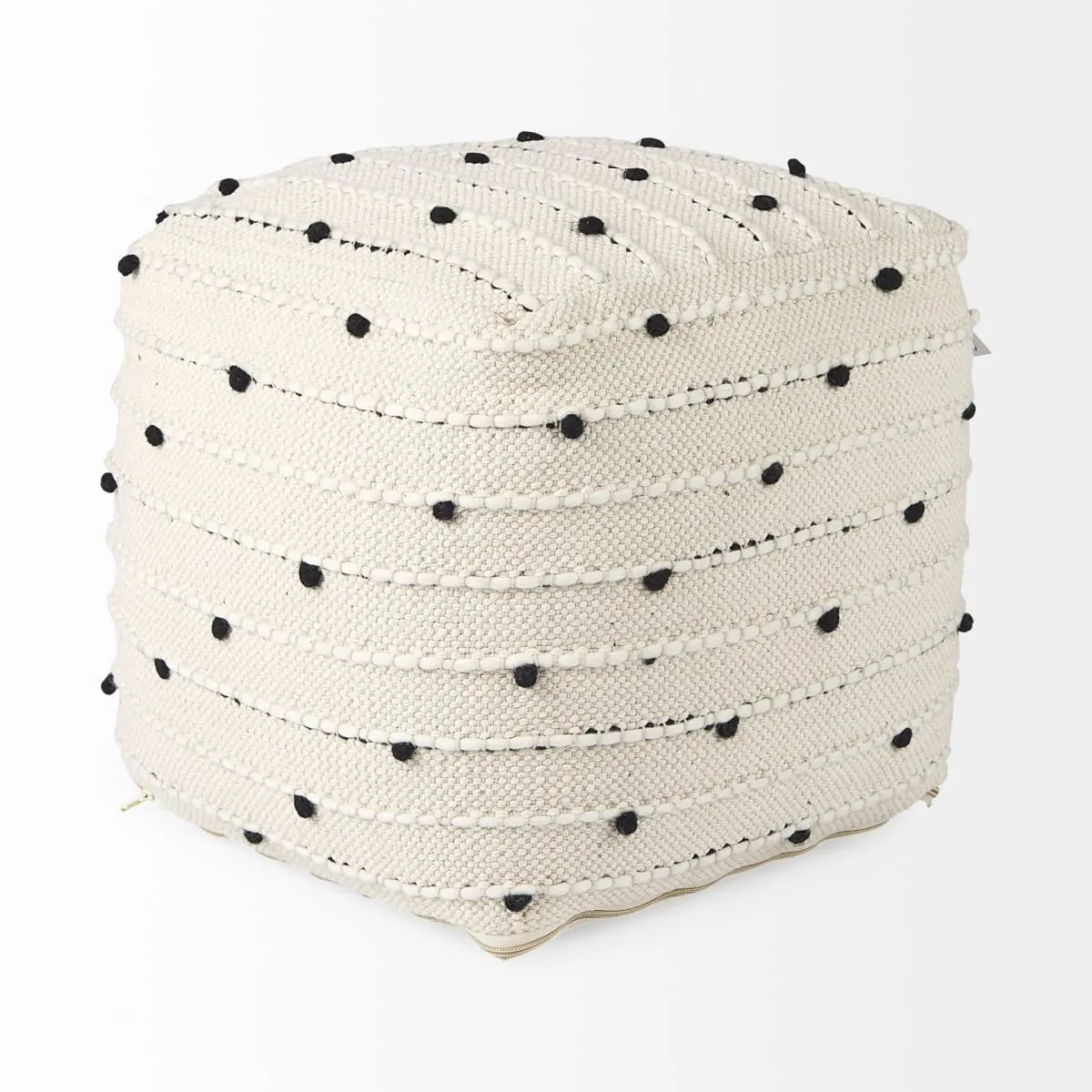 Amaira Pouf Cream/Black/White | Wool/Cotton