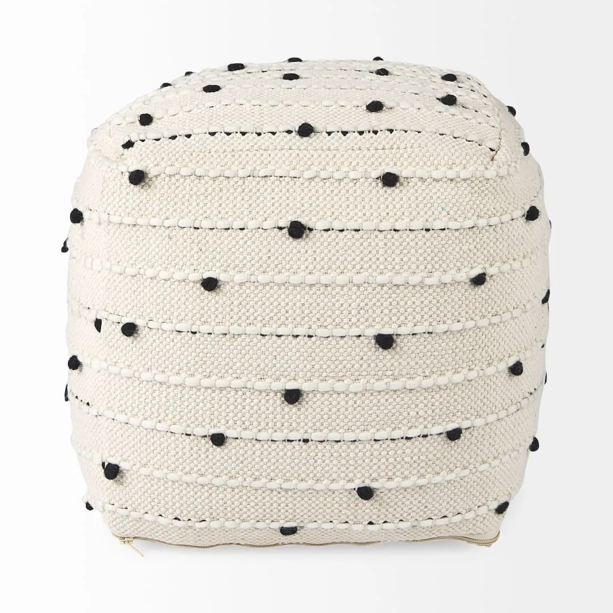 Amaira Pouf Cream/Black/White | Wool/Cotton