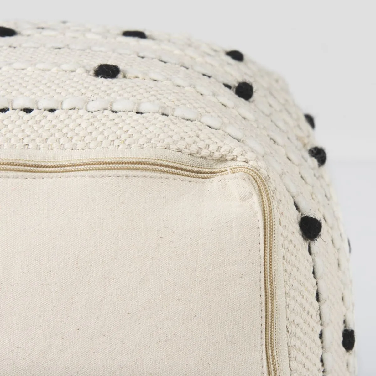 Amaira Pouf Cream/Black/White | Wool/Cotton