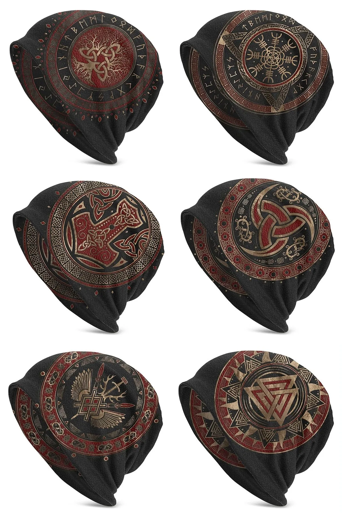 Ancient Symbols & Viking Beanie Skully Caps