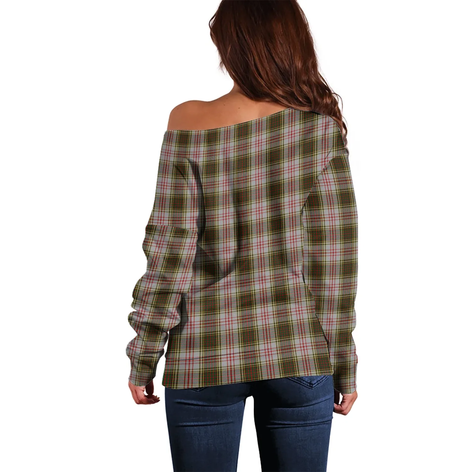 Anderson Dress Tartan Off Shoulder Women Sweater with Family Crest