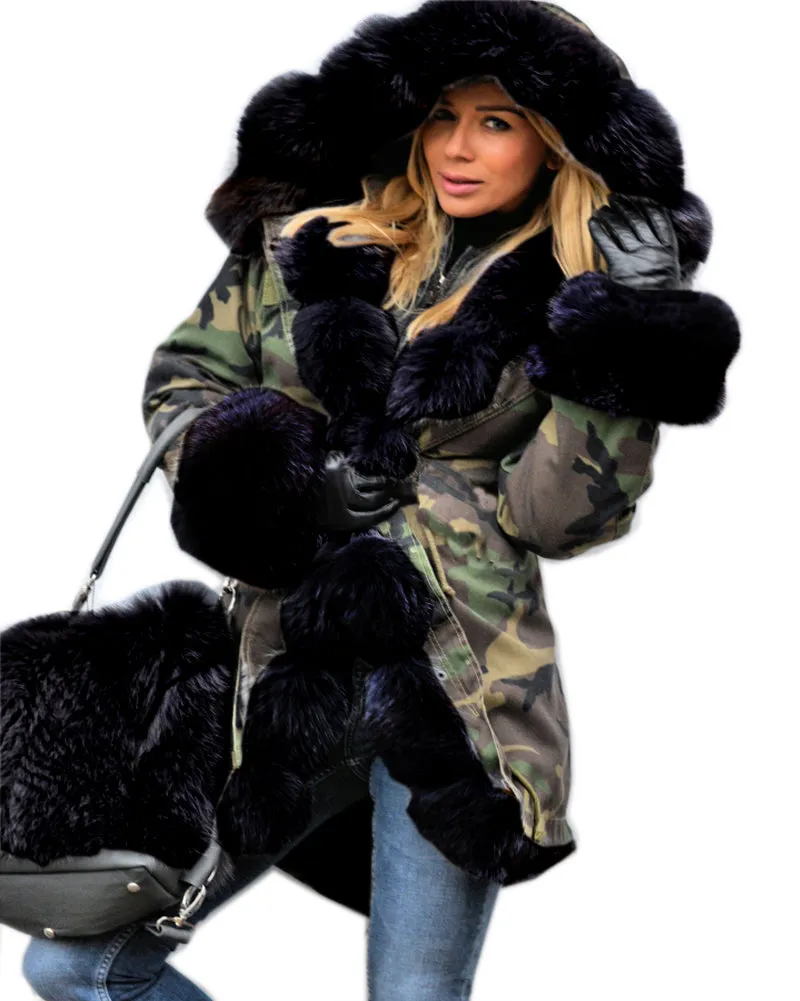 Aofur New Women Ladies Hood Parka Jacket Quilted Winter Coats Fishtail Size S-XXXL US UK STOCK