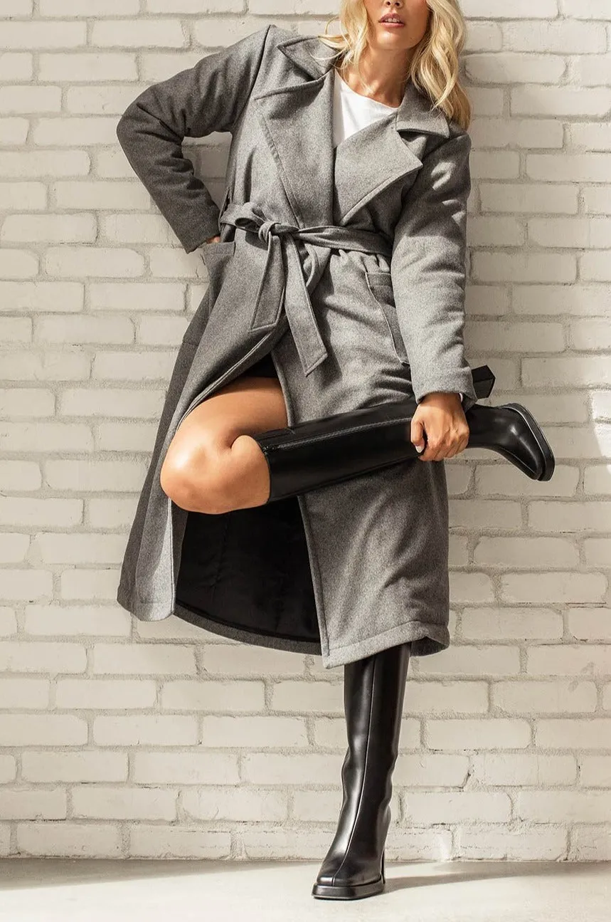 Apolline Grey | Belted Wool Coat