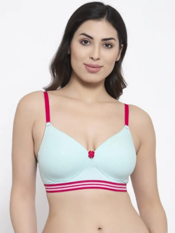 Aqua Blue Padded  Non-Wired  T-shirt Bra