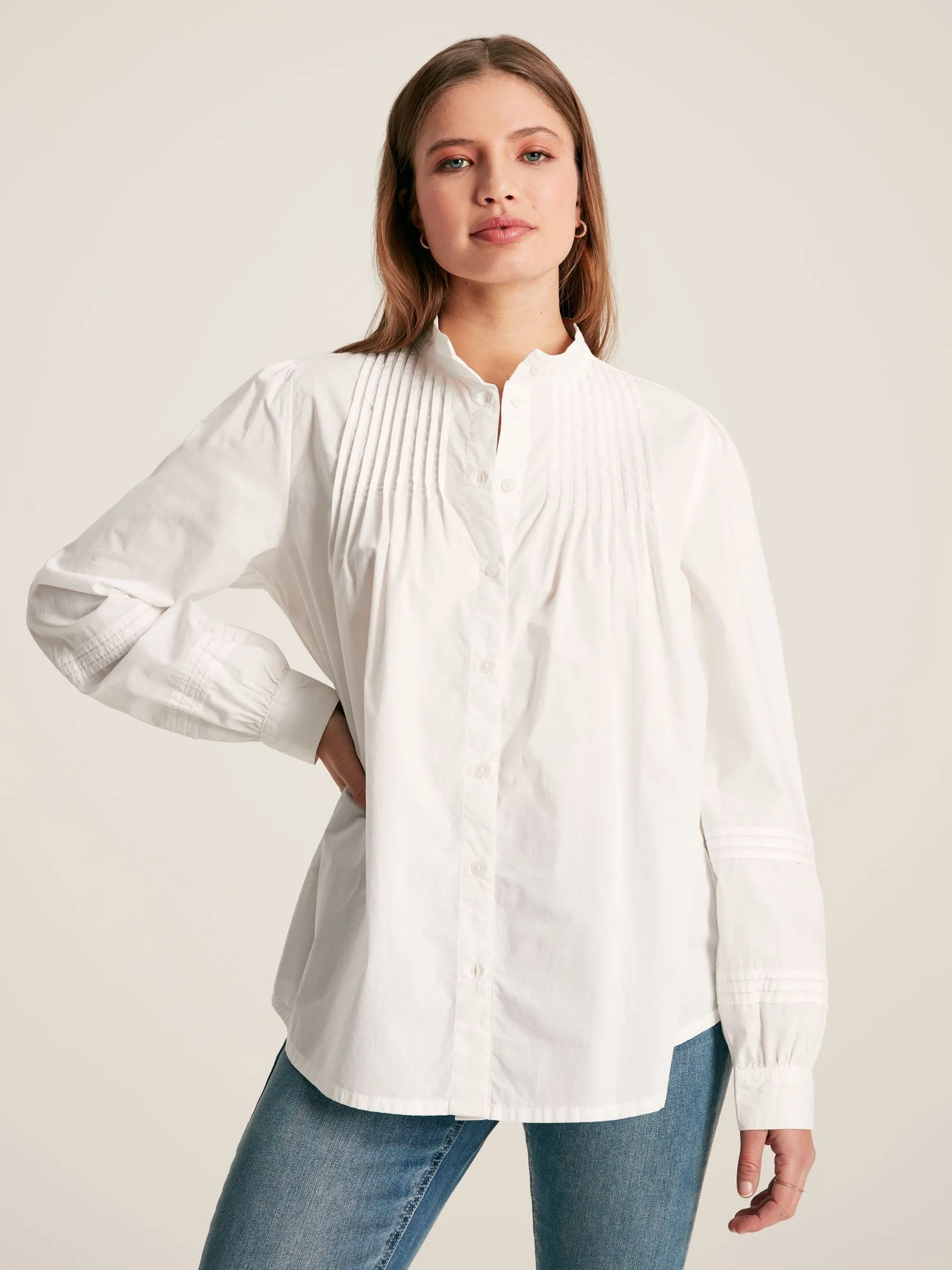 Arabella Chalk White Pleated Blouse