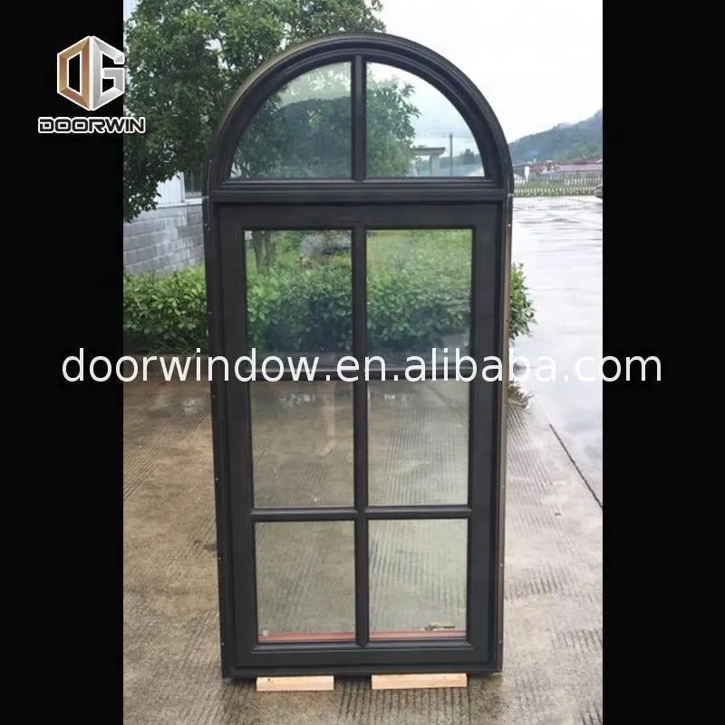 Arch Wood Grain Aluminium Swing Window Sound proof crank top hinged awning Round Windows by Doorwin on Alibaba