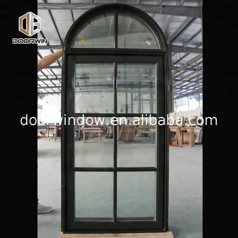 Arch Wood Grain Aluminium Swing Window Sound proof crank top hinged awning Round Windows by Doorwin on Alibaba