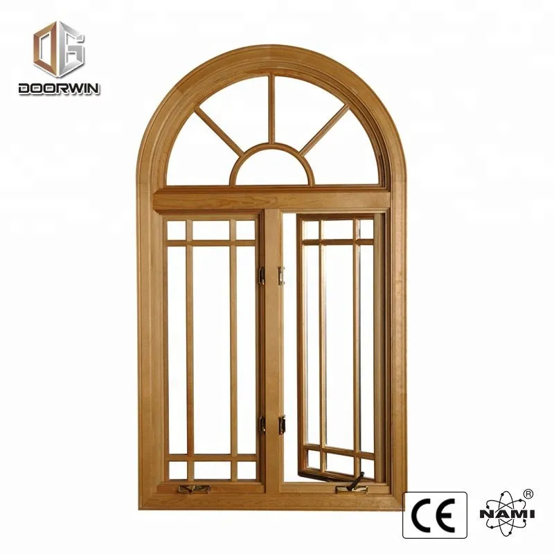 Arch Wood Grain Aluminium Swing Window Sound proof crank top hinged awning Round Windows by Doorwin on Alibaba