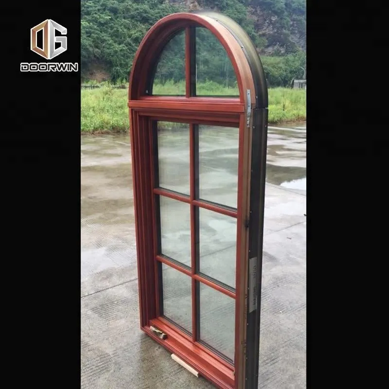 Arch Wood Grain Aluminium Swing Window Sound proof crank top hinged awning Round Windows by Doorwin on Alibaba