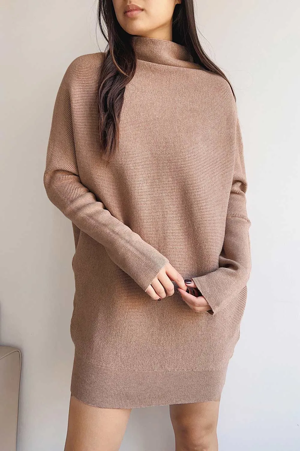 Arrecife Beige | Short Knit Sweater Dress