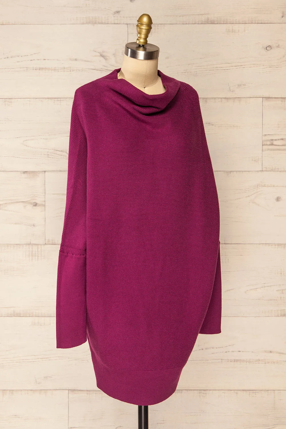 Arrecife Burgundy | Short Knit Sweater Dress