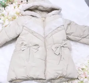 Baby girls beige hooded winter coat