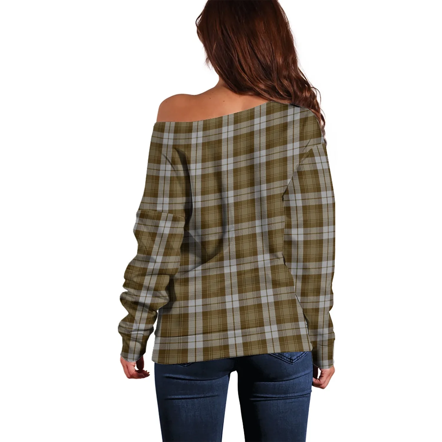 Baillie Dress Tartan Off Shoulder Women Sweater with Family Crest