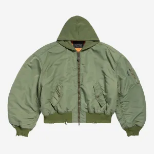 Balenciaga  Dark Green Vegetable Dyed Bomber Jacket