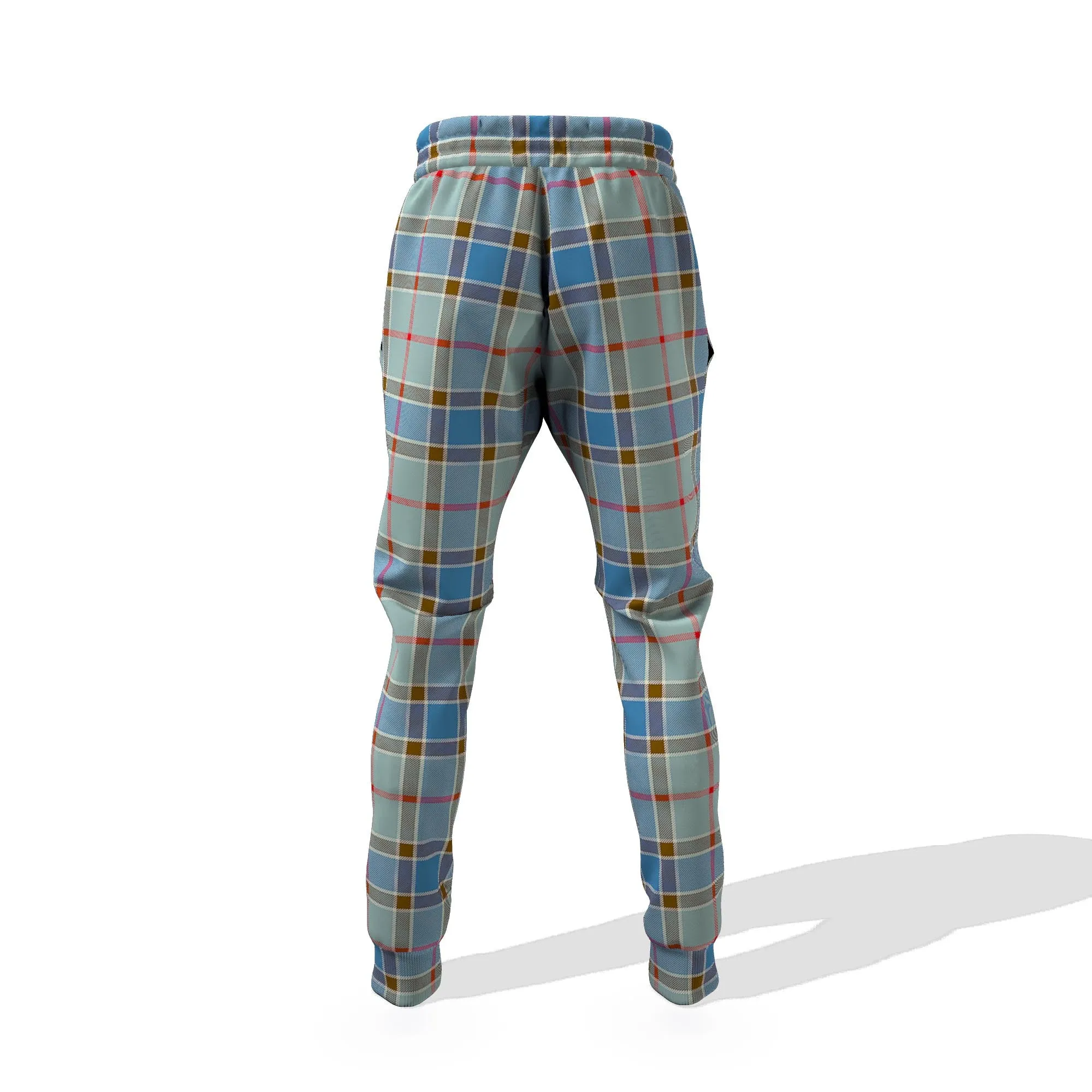 Balfour Blue Tartan Joggers Pants with Family Crest