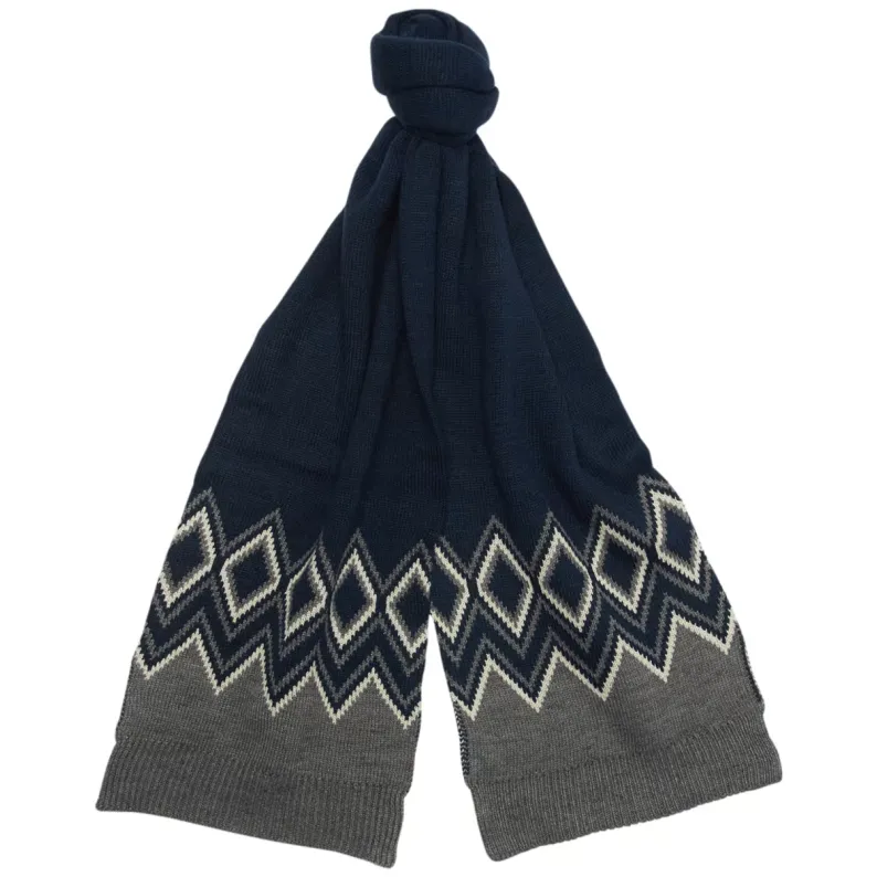 BARBOUR ELWICK FAIR ISLE BEANIE & SCARF GIFT SET MGS0049 - Navy