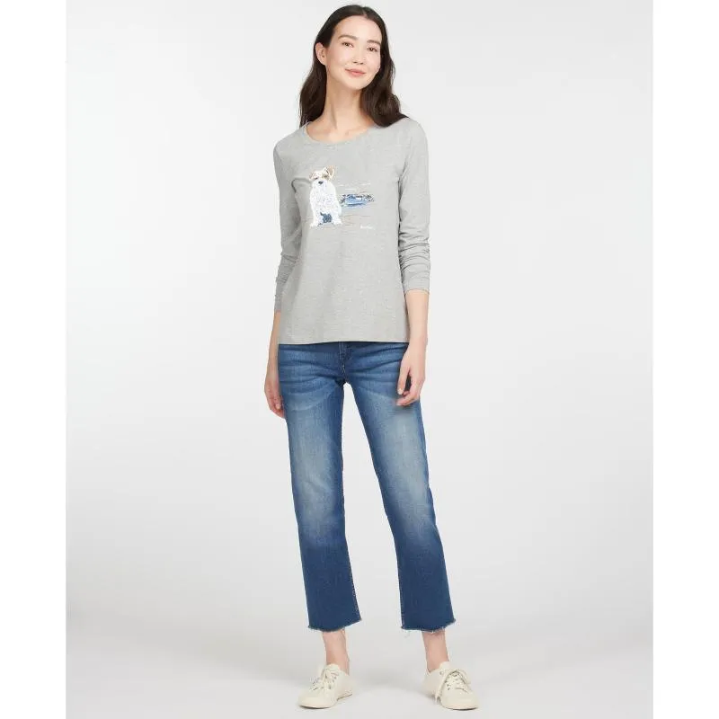 Barbour Fareham Ladies Long Sleeve T-Shirt - Light Grey Marl