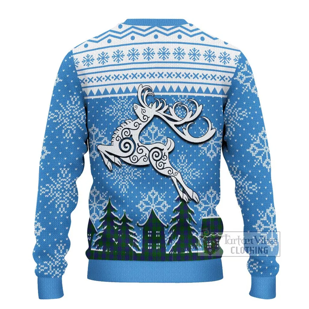 Barclay Clan Christmas Ugly Sweater with Tartan and Celtic Reindeer Style