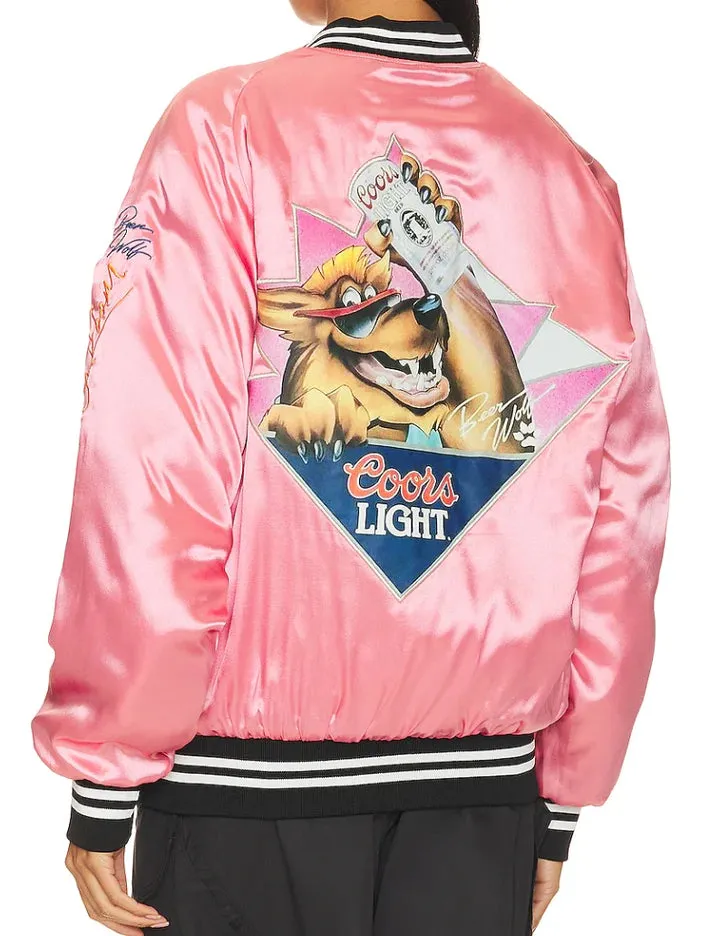 Beer Wolf Time Bomber Jacket - Blush Pink