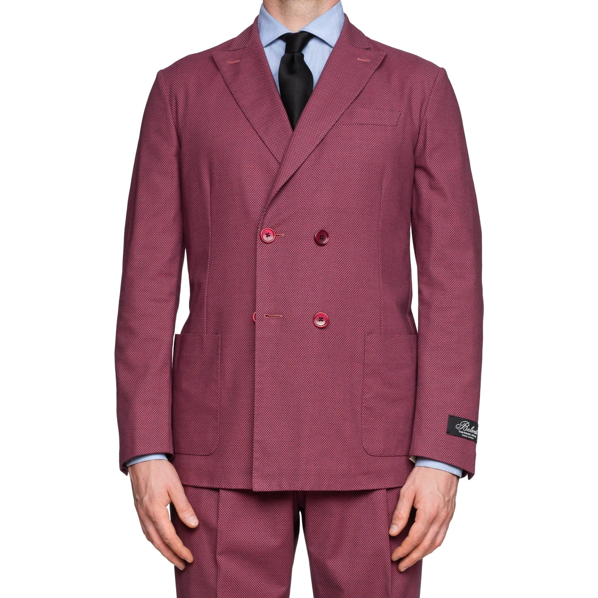 BELVEST "50th Anniversary" Dark Raspberry Cotton Unlined DB Suit 50 NEW US 40