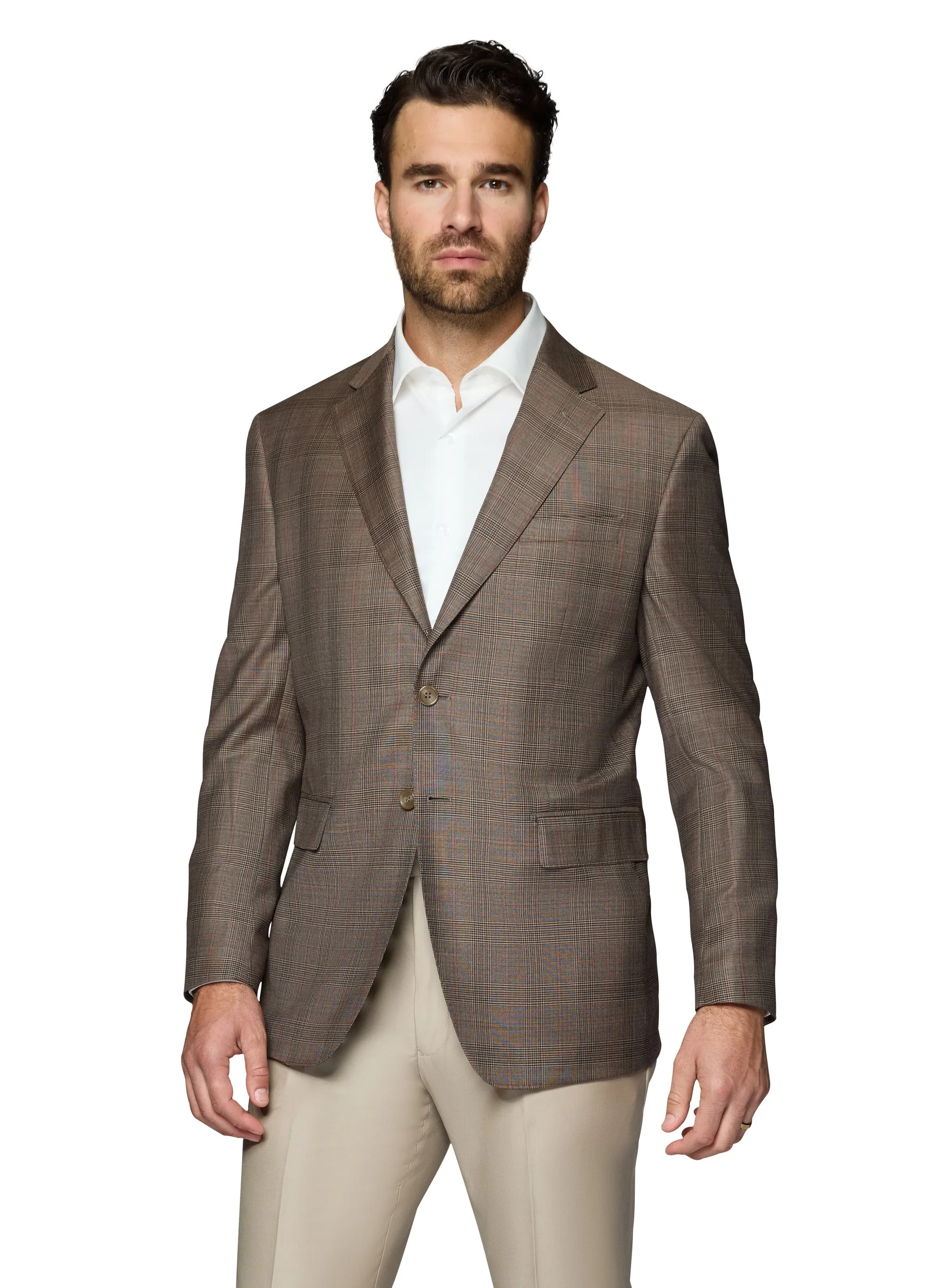 Berragamo Wool Sport Coat Modern Fit - Brown Plaid