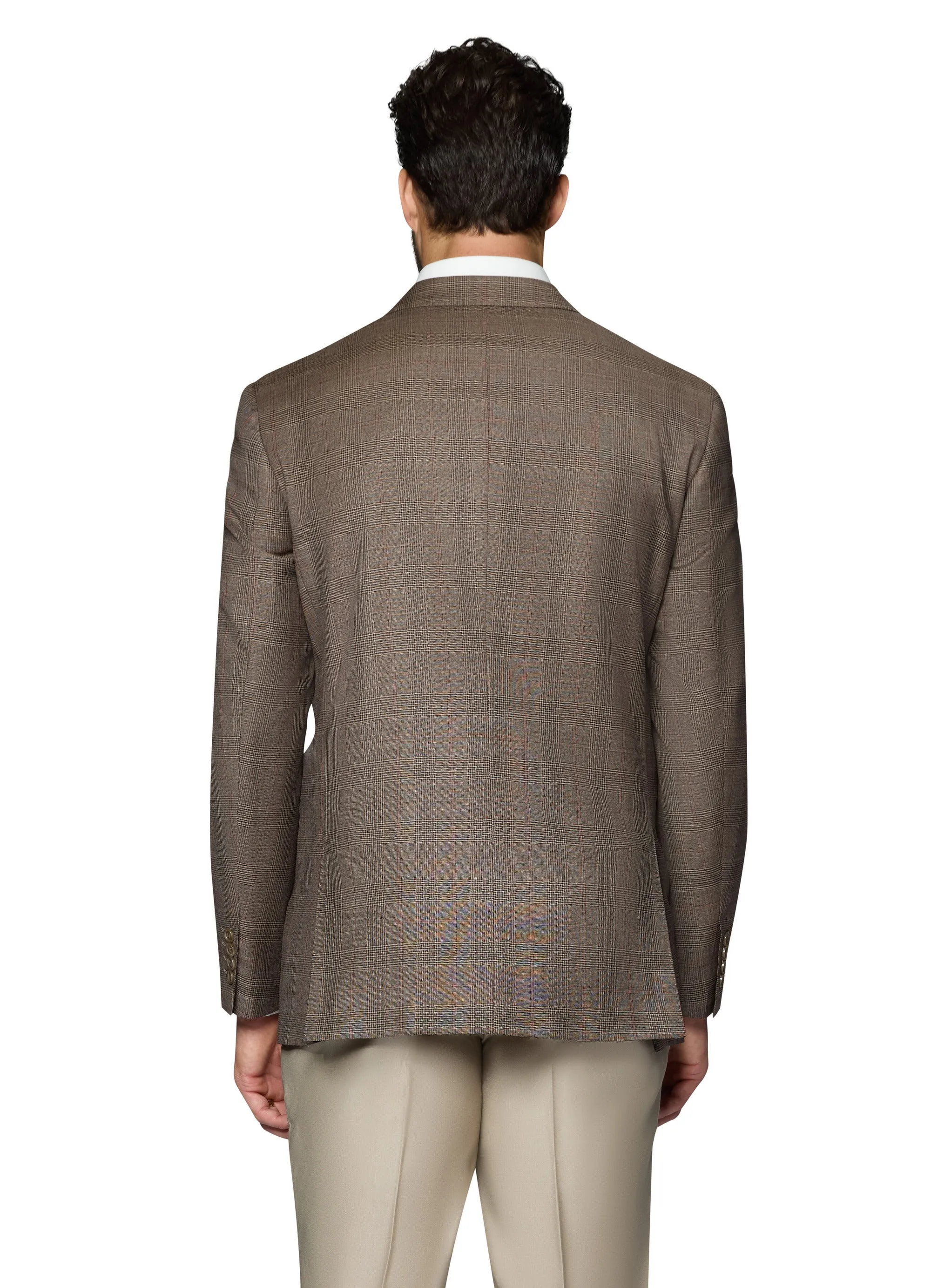 Berragamo Wool Sport Coat Modern Fit - Brown Plaid