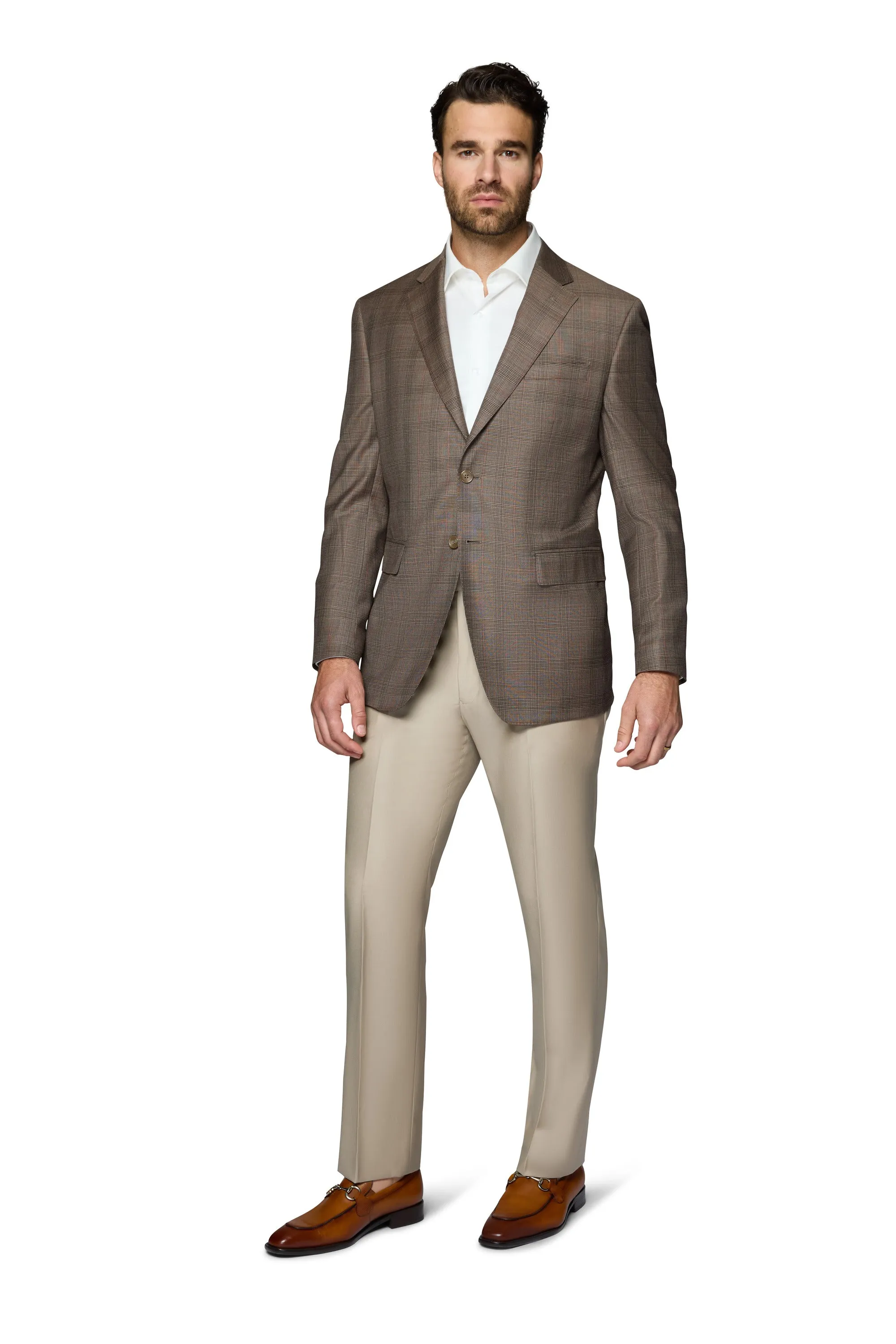 Berragamo Wool Sport Coat Modern Fit - Brown Plaid