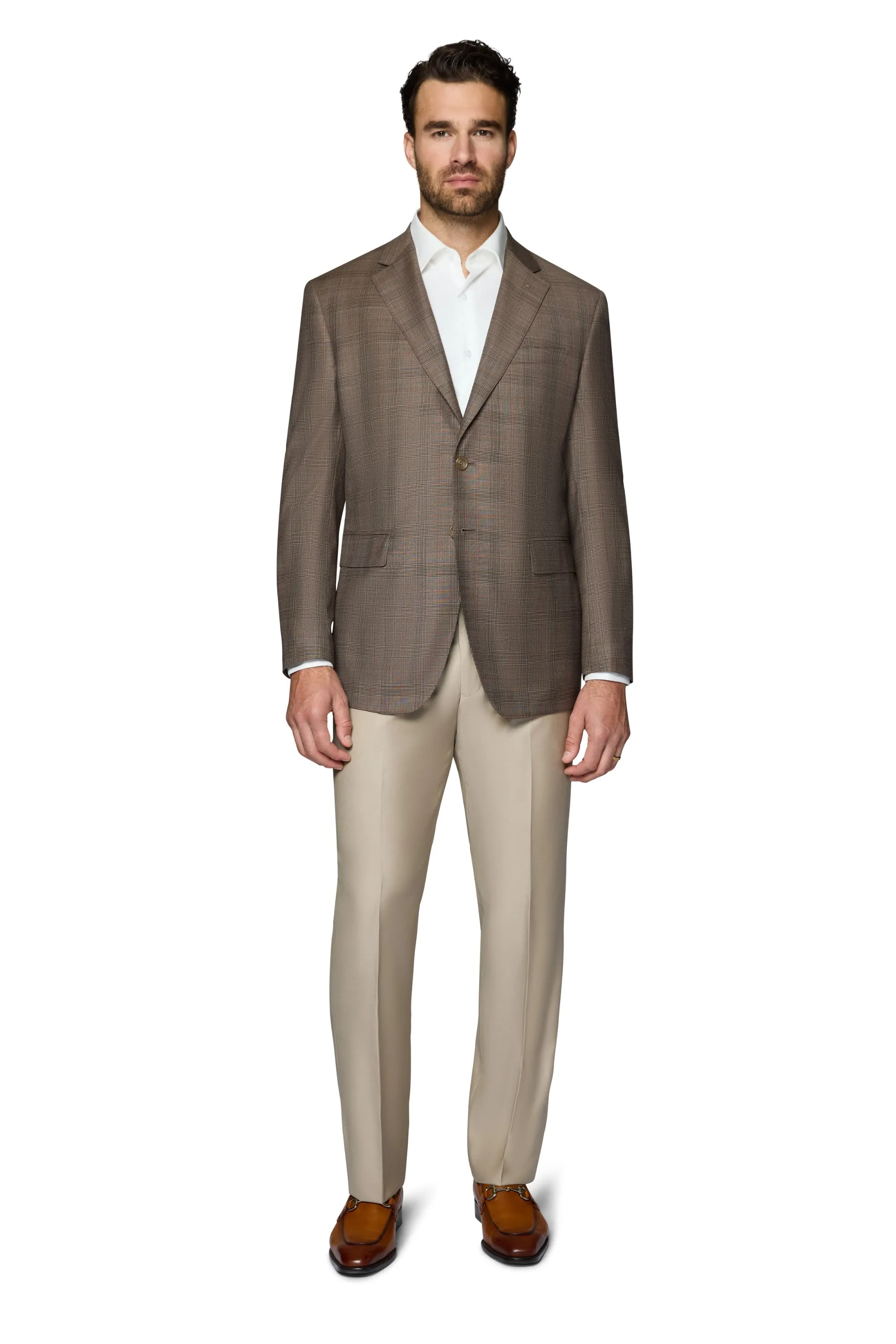 Berragamo Wool Sport Coat Modern Fit - Brown Plaid