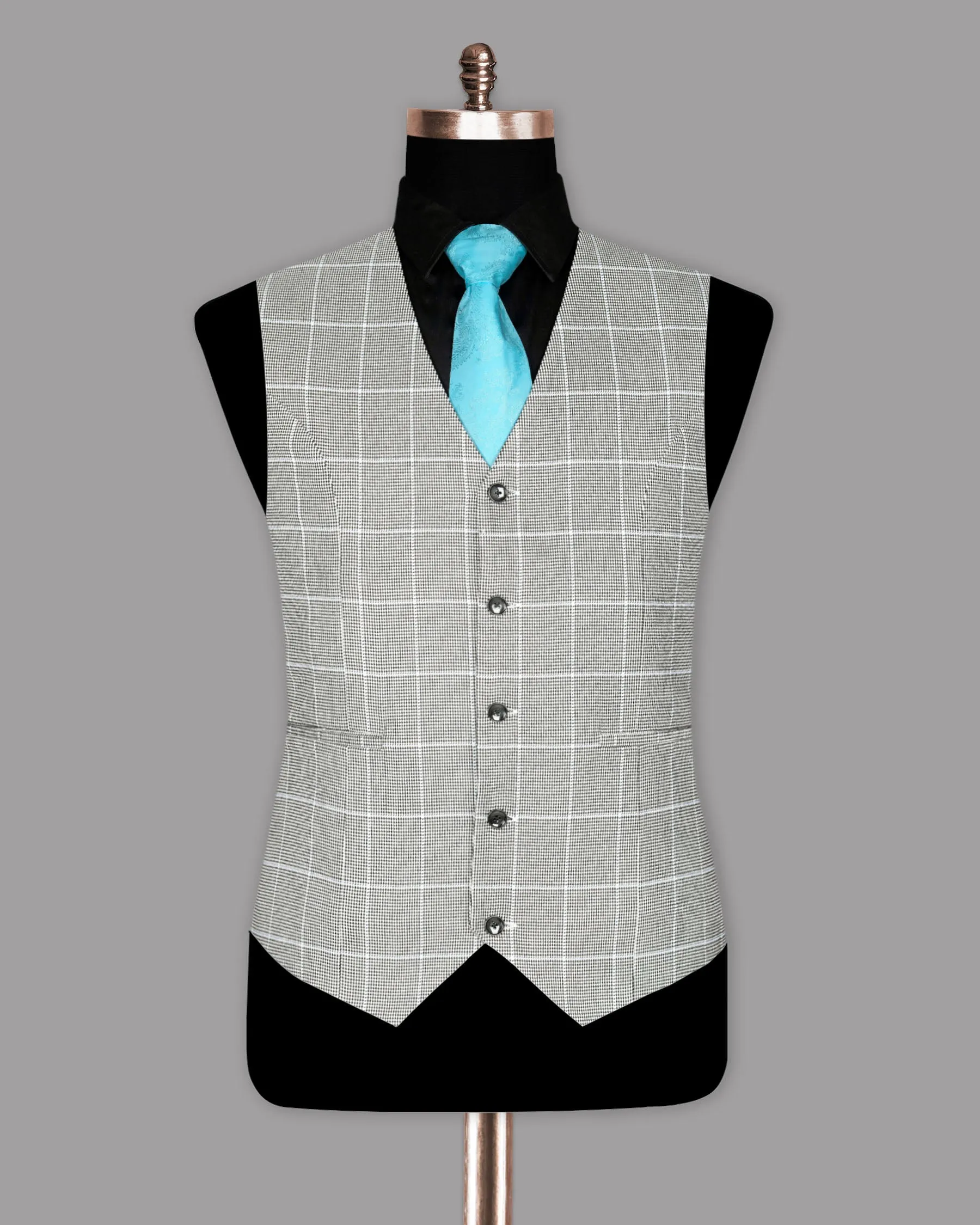 Black and White Houndstooth Windowpane Stretchable traveler Waistcoat