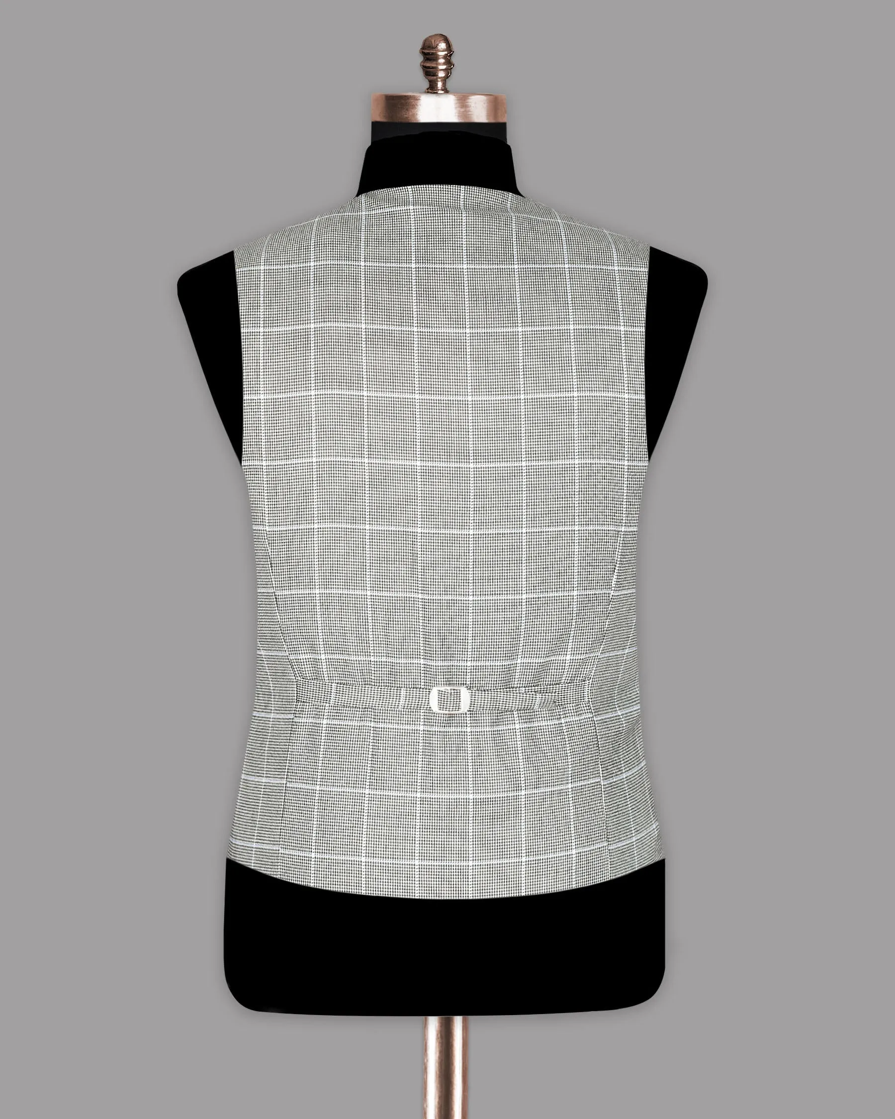 Black and White Houndstooth Windowpane Stretchable traveler Waistcoat