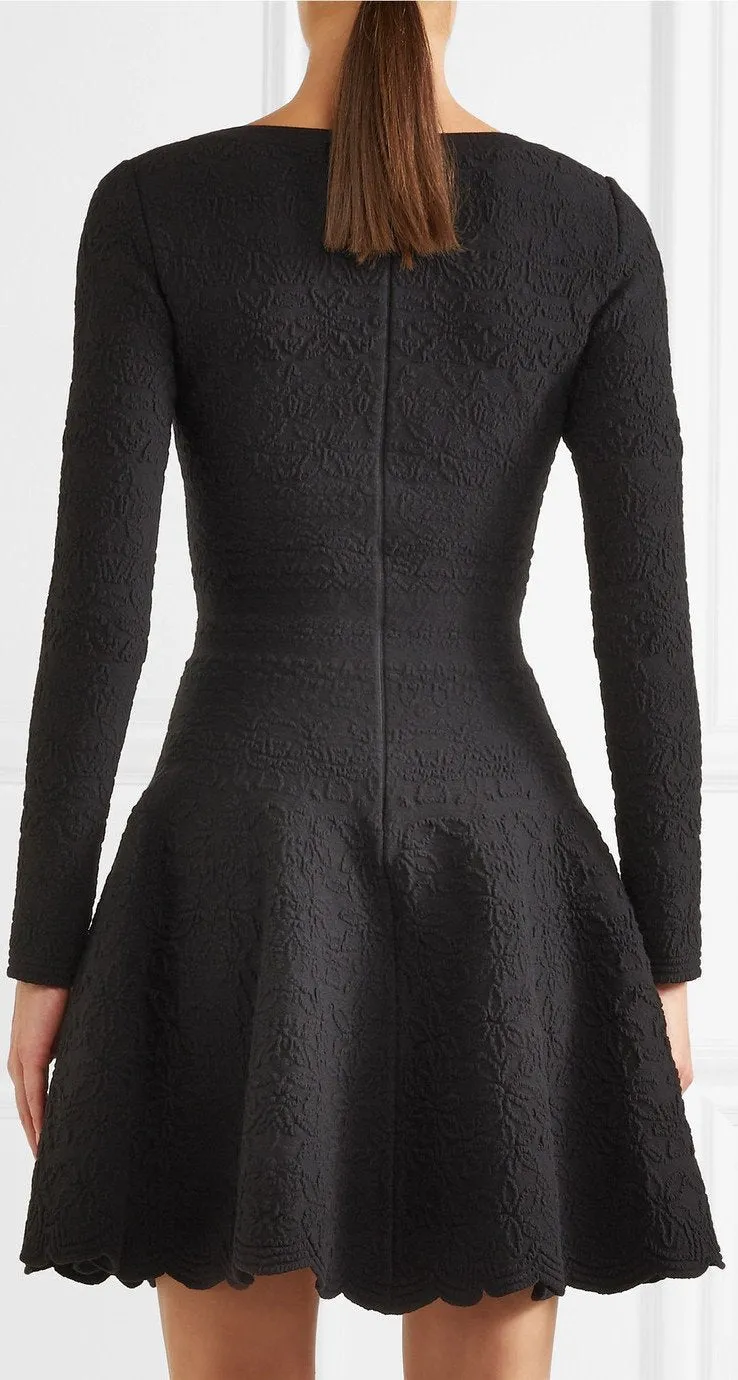 Black Jacquard Knit Mini Dress