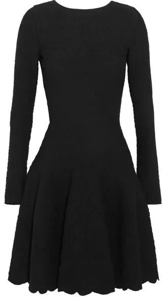 Black Jacquard Knit Mini Dress