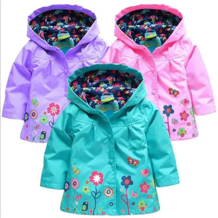 Blue Raincoat with Floral Detail #1000868