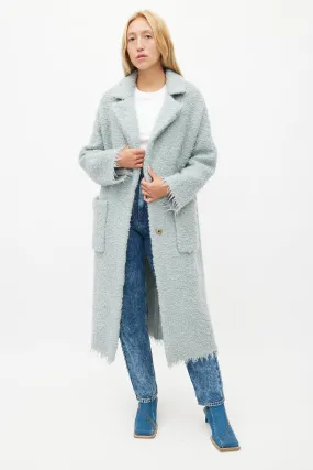 Blue Wool Boucle Coat